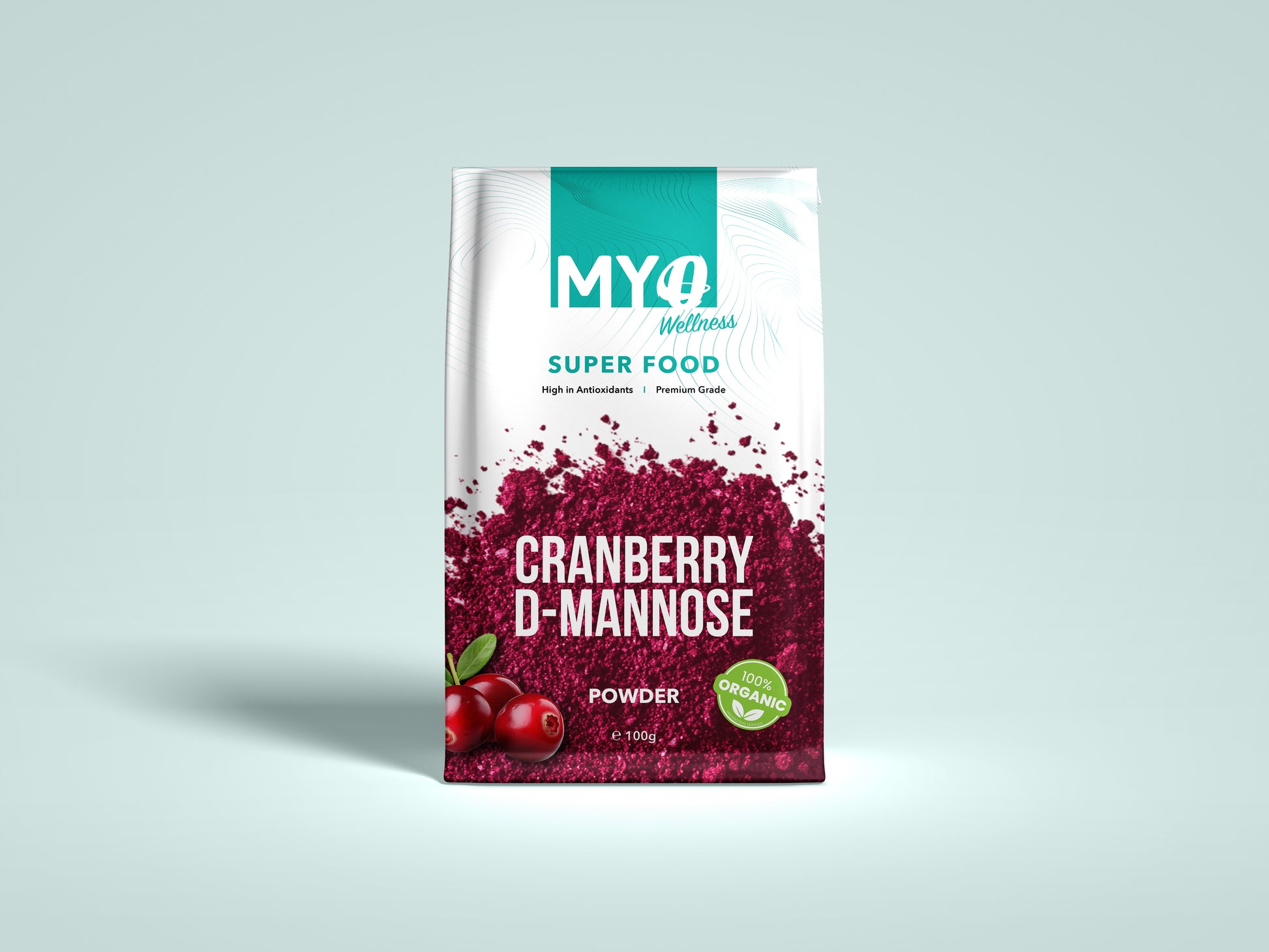 MYOwellness Cranberry D-Mannose Urinary Health Superfood packaging on a light gray background